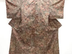 花鳥更紗模様織り出し手織り紬着物